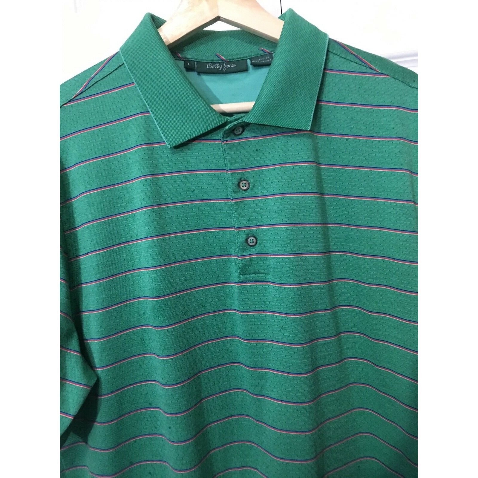 Bobby Jones Bobby Jones Men’s Sz L Polo Shirt Green Stripe Cotton Valero Size US L / EU 52-54 / 3 - 1 Thumbnail