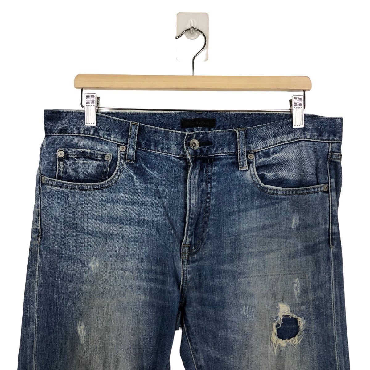 Japanese Brand 🔥RARE PUNK STYLE DISTRESSED DENIM UNIQLO JEANS JAPAN MADE Size US 34 / EU 50 - 3 Thumbnail