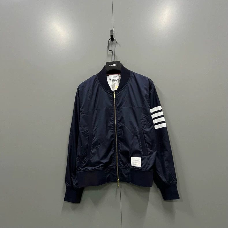 Thom Browne Thom Browne Dark blue four-striped nylon jacket 2503-Nexta Size US L / EU 52-54 / 3 - 1 Thumbnail
