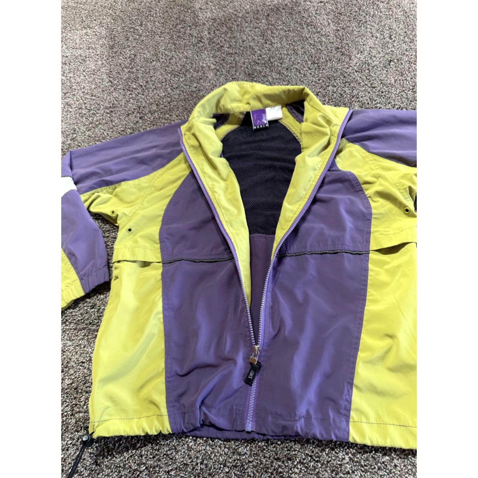 Asics VINTAGE ASICS Womens Running Windbreaker Jacket Purple Green Full Zip Vented Size M / US 6-8 / IT 42-44 - 6 Thumbnail