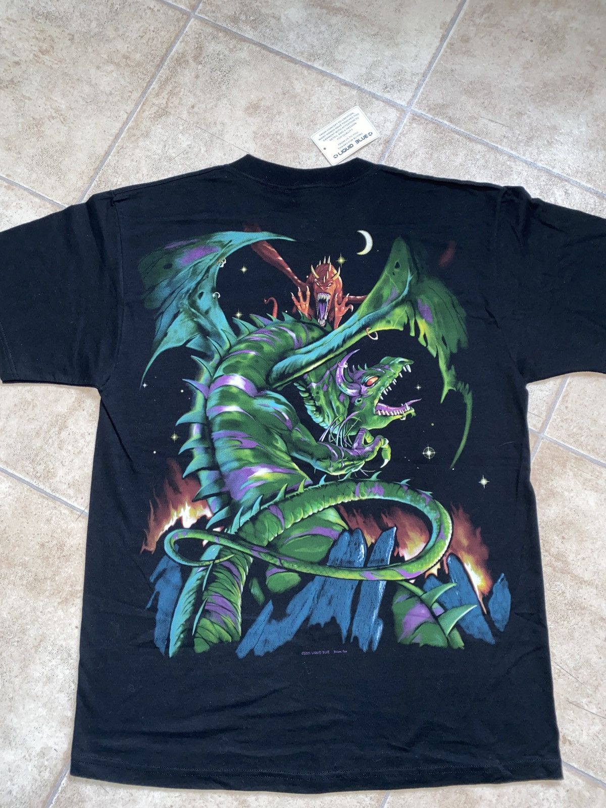 Japanese Brand × Liquid Blue × Vintage Liquid Blue Rare 90s tee Green Dragon 2side Print Size US L / EU 52-54 / 3 - 3 Thumbnail