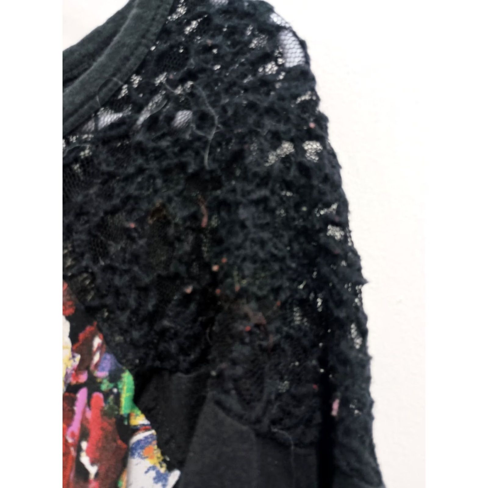 Vintage Roaman'S BOHO Whimsygoth Tunic Top Sz 18/20 Black Floral Lace 3/4 Sleeve, Pre-Owned, In Excellent Condition, 25 in x 31 in Size XXL / US 16-18 / IT 52-54 - 3 Thumbnail