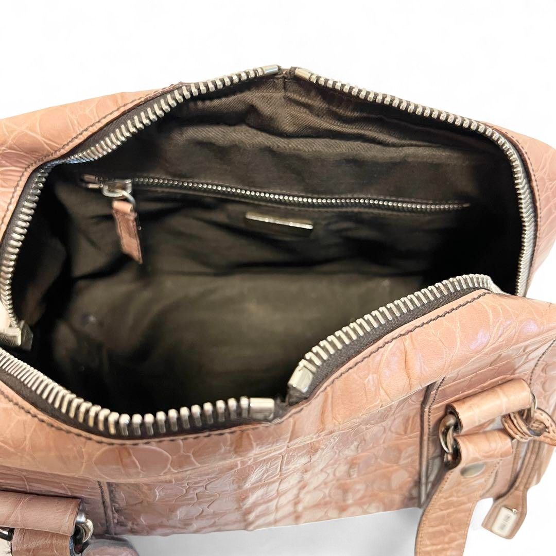 Miu Miu Miu Miu - Croc Embossed Handbag Pink Leather Size ONE SIZE - 6 Thumbnail