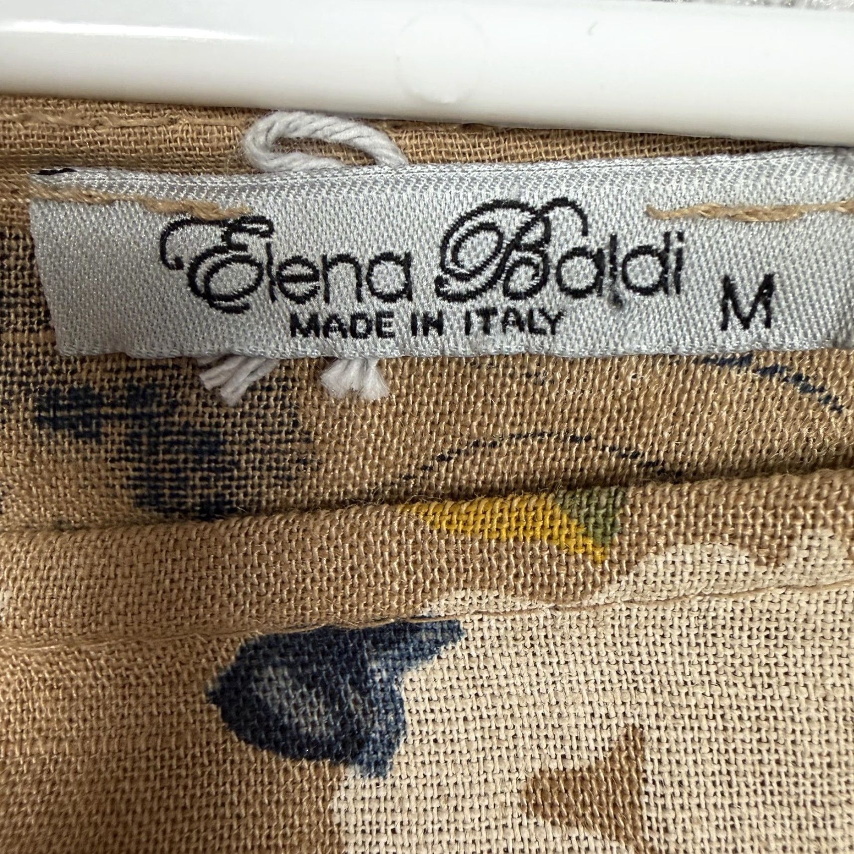 Vintage VINTAGE Elena Baldi Blouse Shirt Women M Linen Floral Flutter Sleeve 80s Boho Italy Yellow Tan Cottagecore Size M / US 6-8 / IT 42-44 - 3 Thumbnail