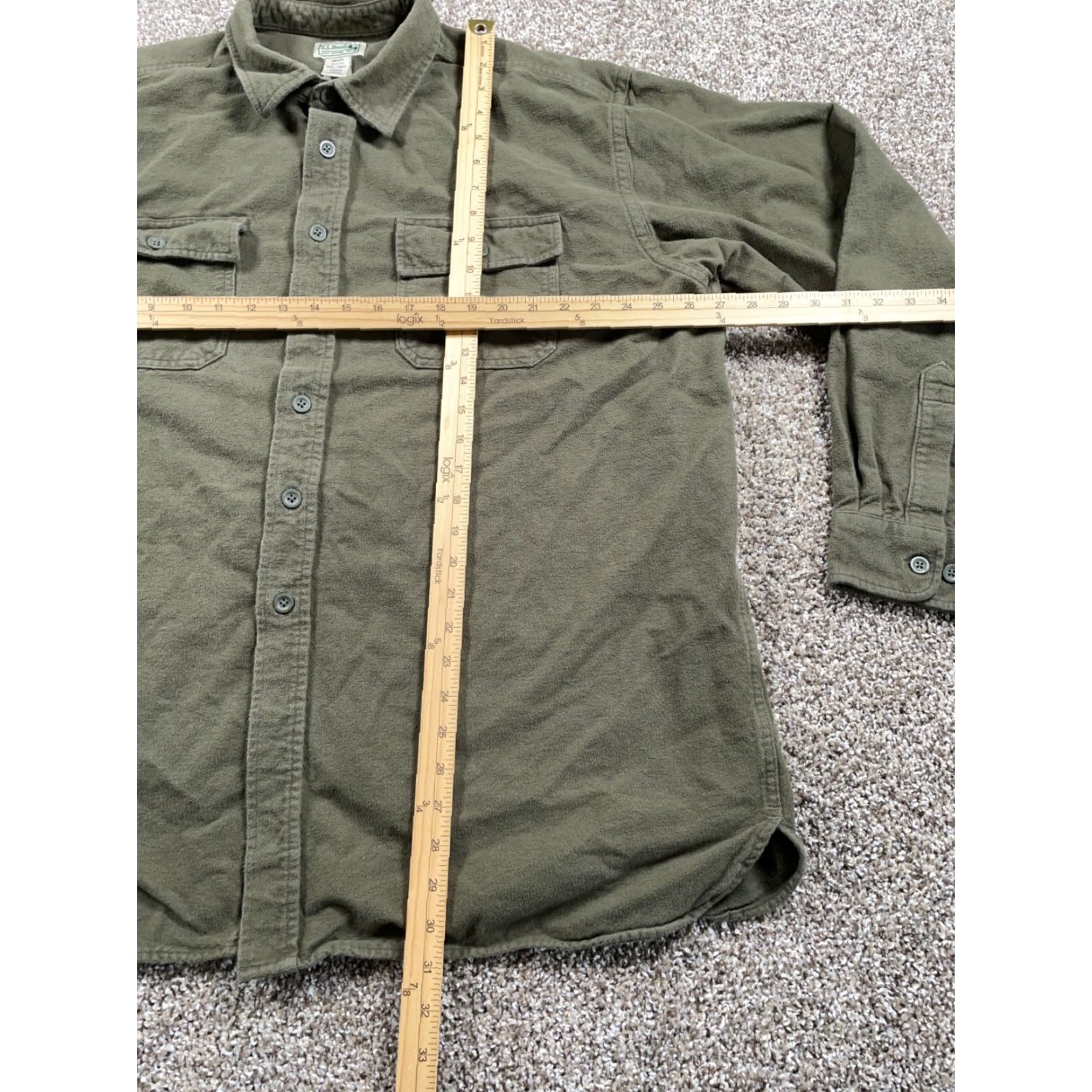 Vintage L.L. Bean Shirt Men's 2XL Chamois Flannel Olive Green Heavyweight Workwear MT03 Size US XXL / EU 58 / 5 - 5 Thumbnail