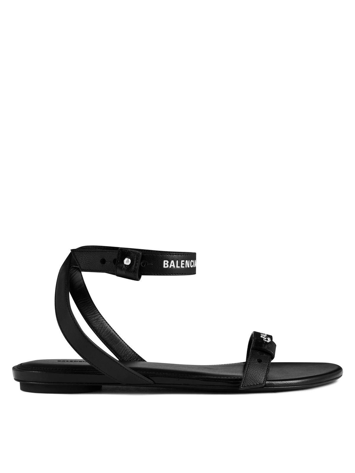 Balenciaga Afterhour Strap Flat Sandals in Black/White Size US 6 / IT 36 - 1 Thumbnail