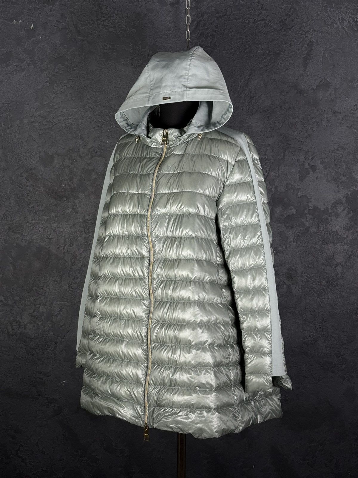 Herno Herno Women’s Long Down Puffer Jacket Hooded Silver Gray Size XXL / US 16-18 / IT 52-54 - 2 Thumbnail