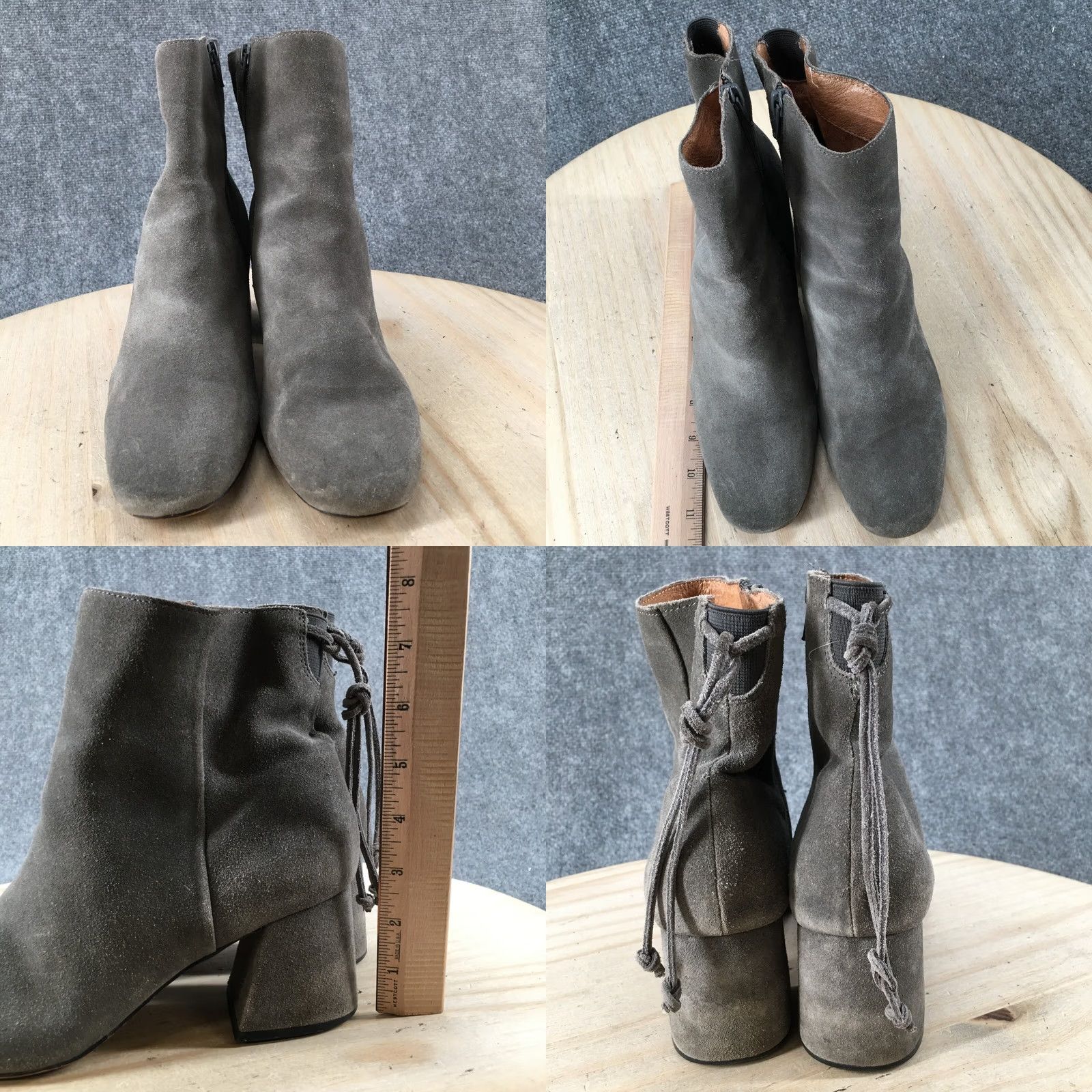 Vintage Corso Como Boots Womens 9.5 M Casual Side Zip Ankle Bootie Gray Suede Heels Size US 10 / IT 40 - 8 Thumbnail