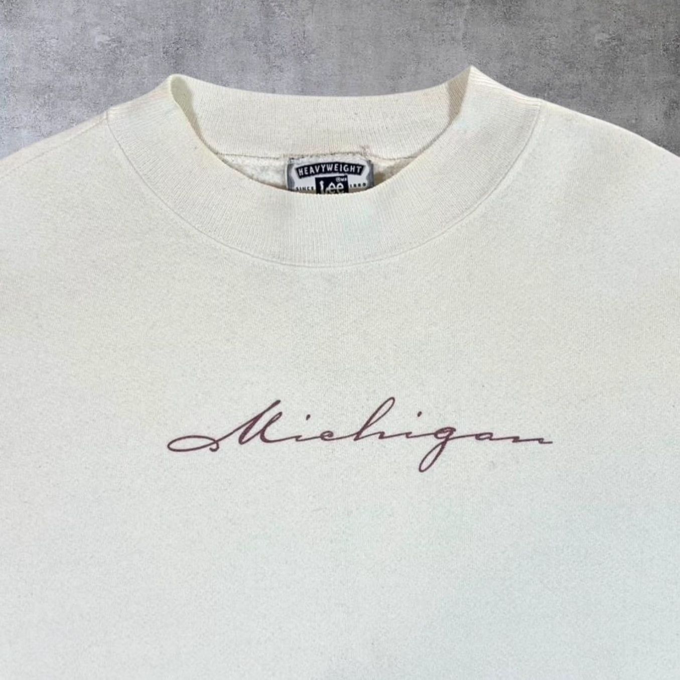 Lee VINTAGE Lee Michigan Souvenir Spellout Graphic White Crewneck Sweatshirt XL Mens Size US XL / EU 56 / 4 - 3 Thumbnail