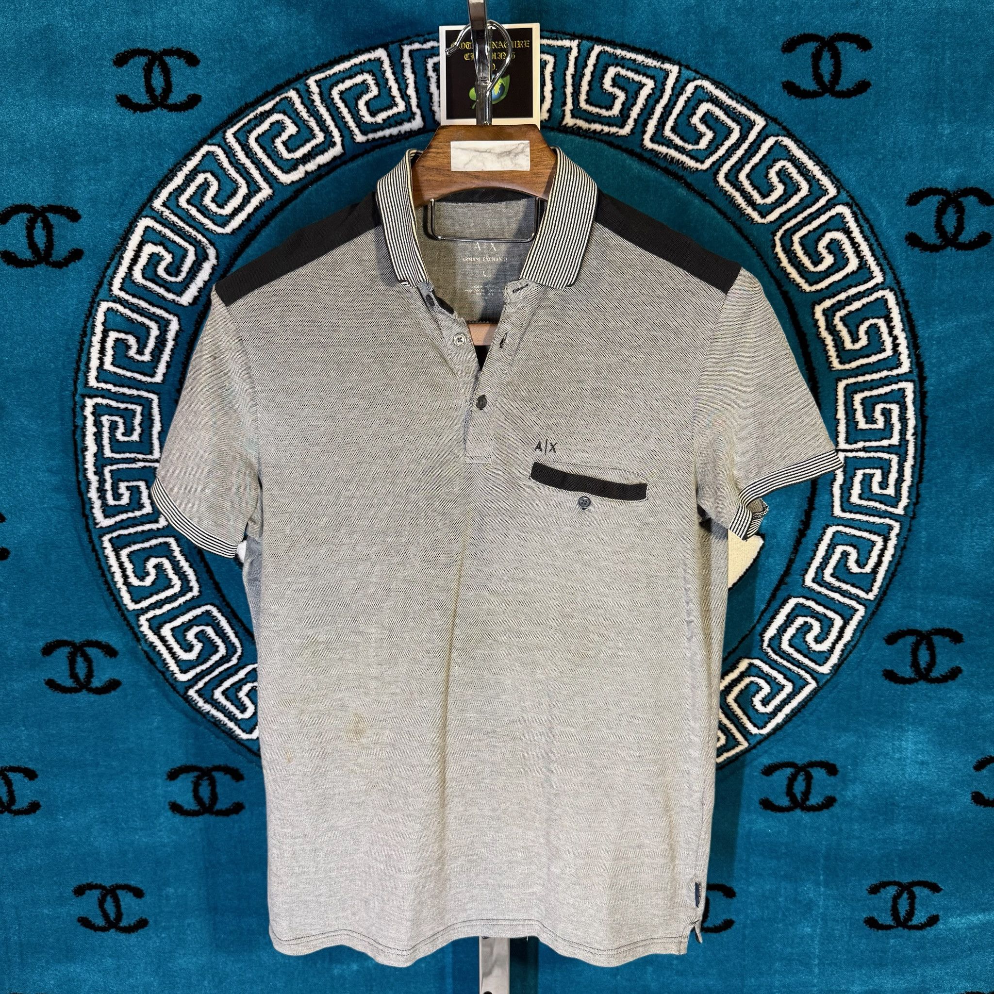 Armani Exchange ICONIC TWO-TONE MOTIF S/S POLO Size US L / EU 52-54 / 3 - 1 Thumbnail