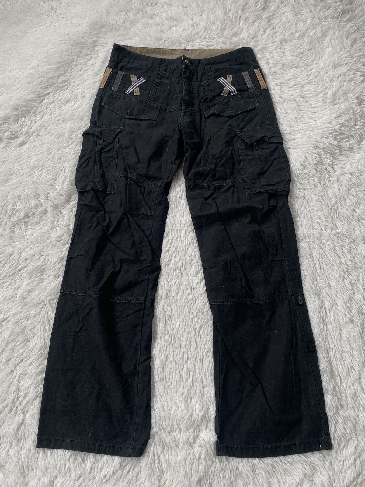 Japanese Brand × Seditionaries 🔥RARE🔥Dominated Handcrafted Double waist Black Cargo Pant Size US 31 - 2 Thumbnail