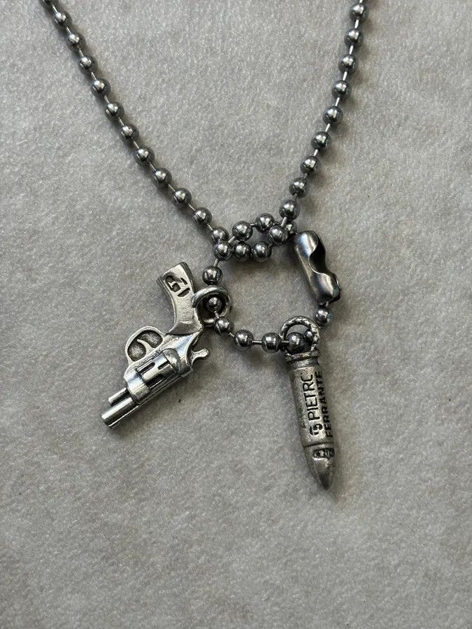 Vintage Pietro Ferrante Silver Metal Gun Bullet Charm Necklace Size ONE SIZE - 4 Thumbnail