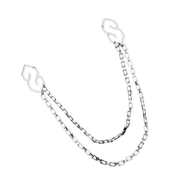 Jewelry Silver Double Chain Wallet Pants Accessory, Men's Chain Size ONE SIZE - 5 Thumbnail