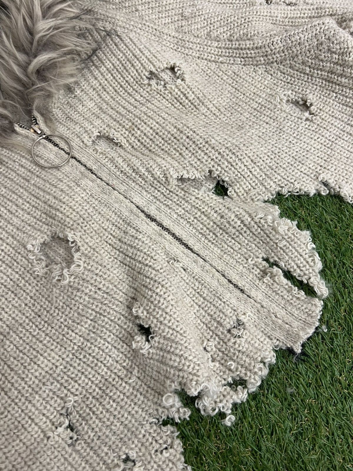 Hysteric Glamour × Vintage 2000s vintage faux fur distressed coat beige knit Y2k vest Size M / US 6-8 / IT 42-44 - 7 Thumbnail