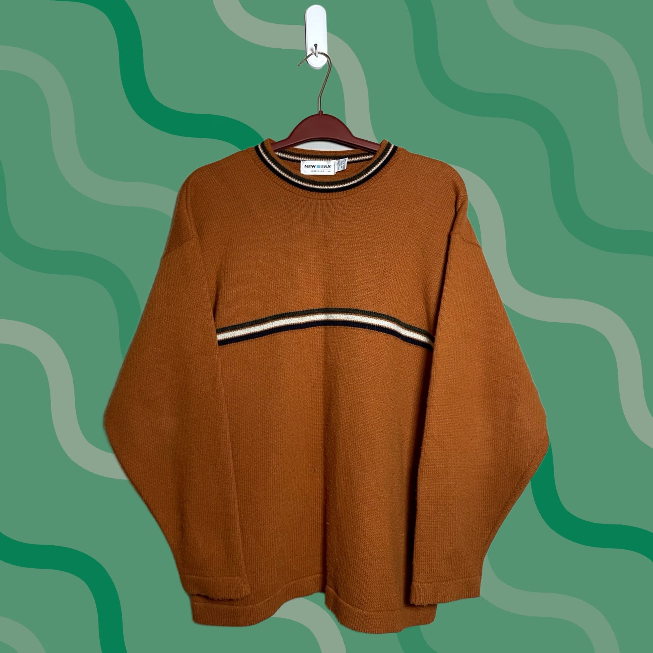 New Era VINTAGE New Era Sweater Mens Regular Size XL Orange Knit Pullover 80s Retro Grunge USA College Size US M / EU 48-50 / 2 - 1 Thumbnail