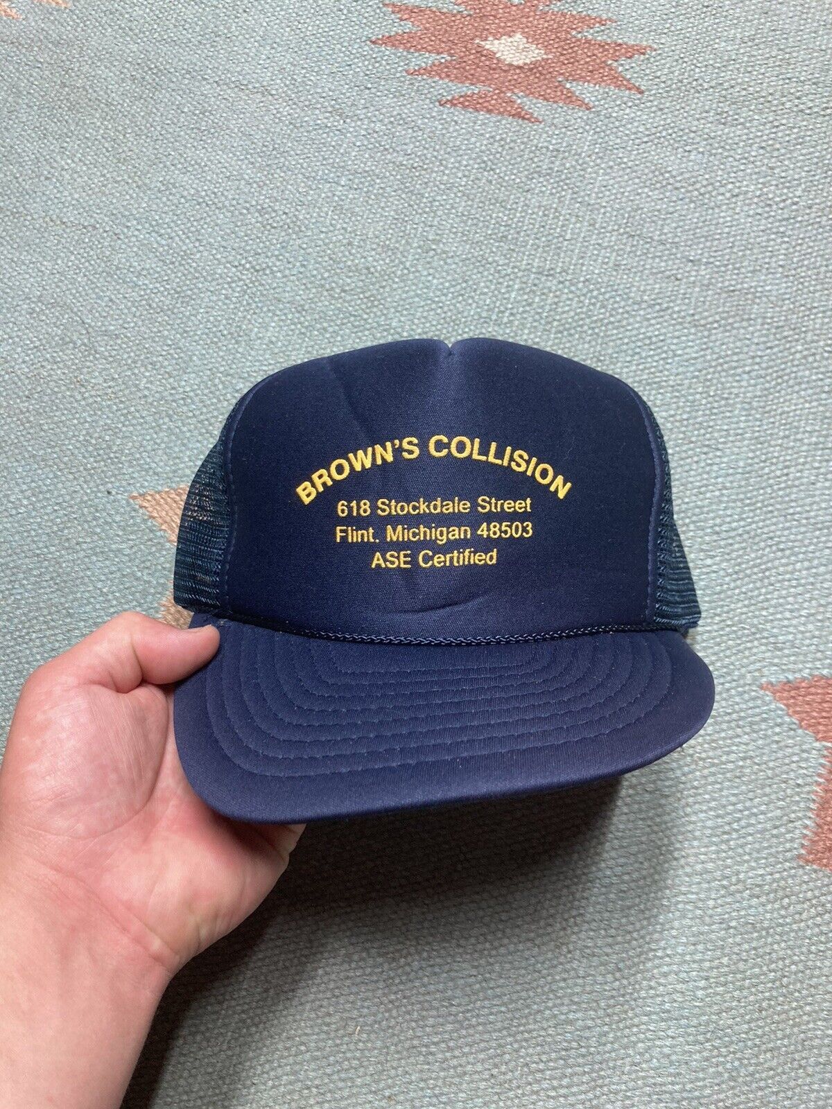 Vintage VTG 80s trucker hat browns collision car flint Michigan Size ONE SIZE - 2 Thumbnail
