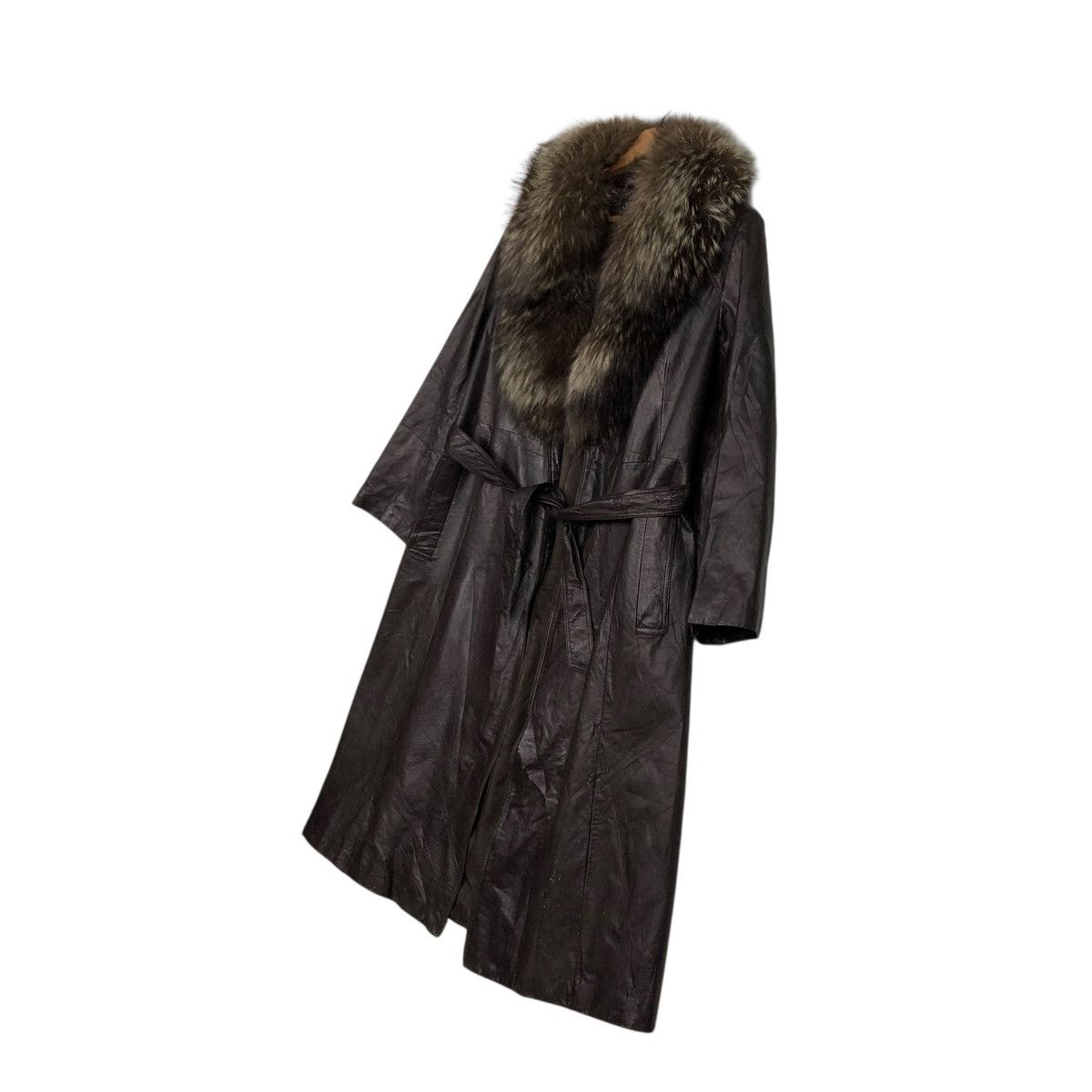 Vintage 🔥VINTAGE LEATHER LONG JACKET MINK FUR COLLAR LEATHACK JAPAN Size M / US 6-8 / IT 42-44 - 2 Thumbnail