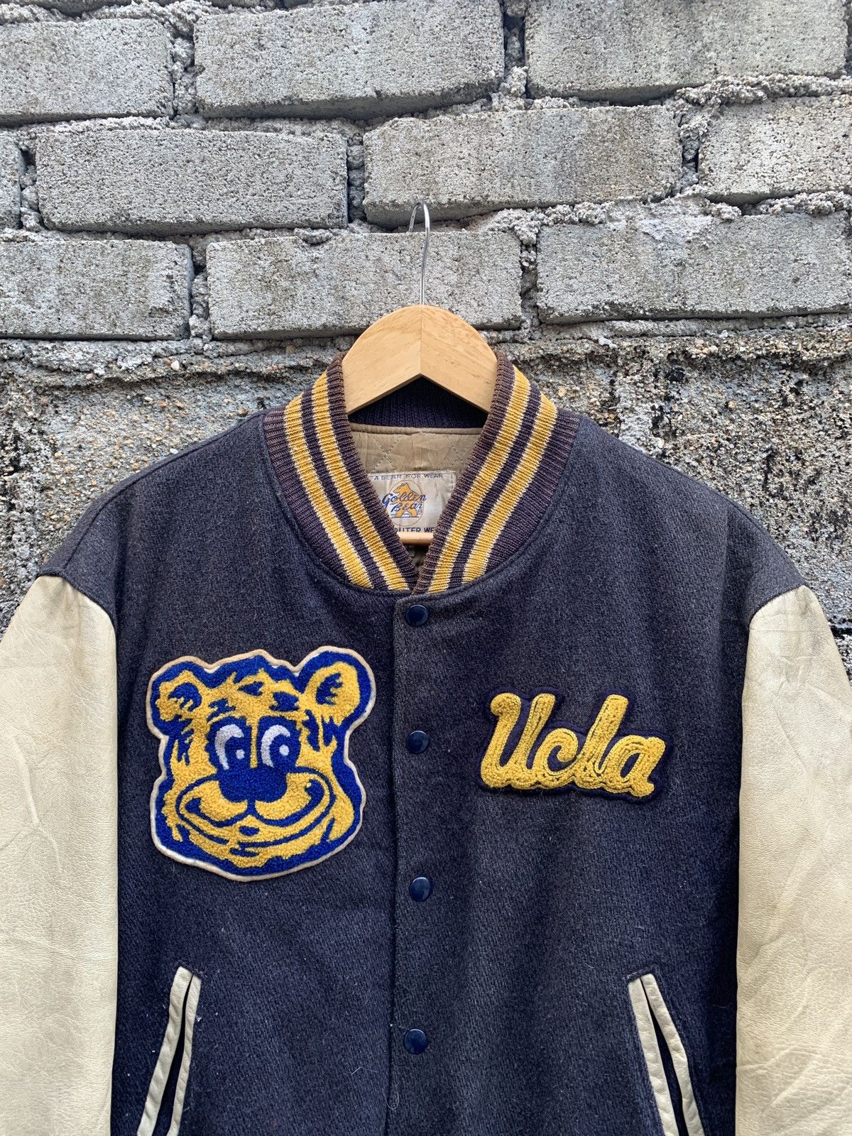 Golden Bear Rare🔥🔥Golden Bear Ucla Leather Sleeves Wool Varsity Jacket Size US M / EU 48-50 / 2 - 4 Thumbnail
