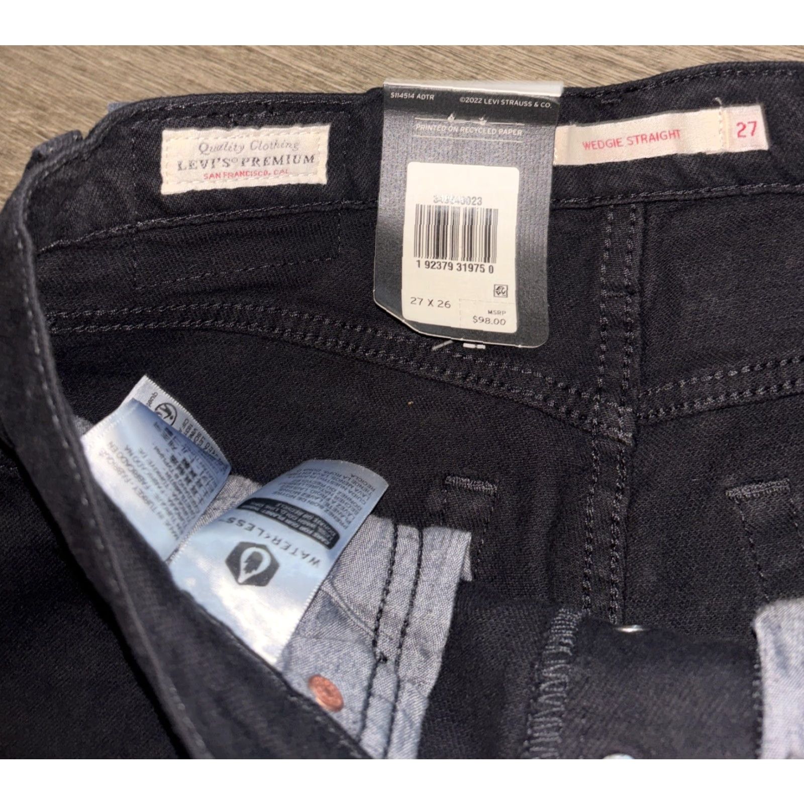 Levi's LEVI'S Premium Button Fly Wedgie Straight Leg Jeans Black 27x26 Womens NWT Size 27" / US 4 / IT 40 - 4 Thumbnail