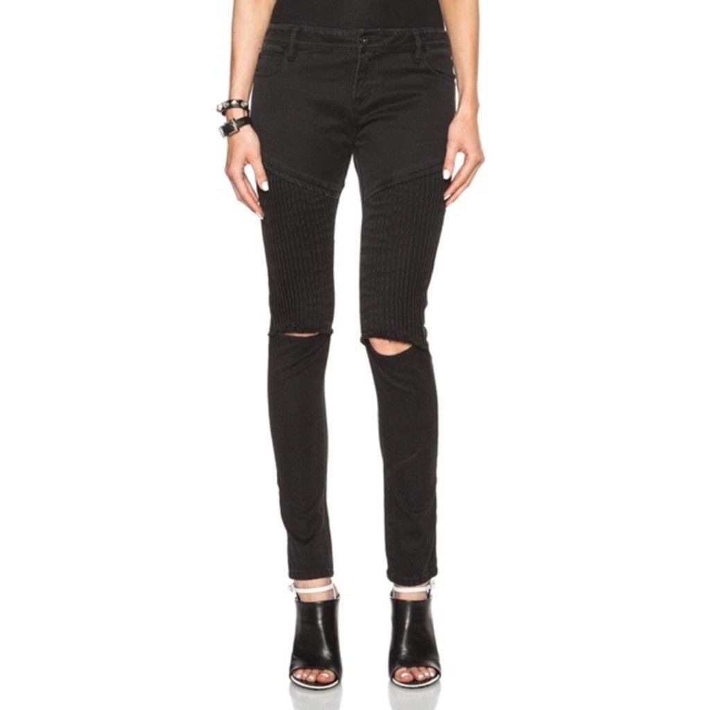 EACH x OTHER Each x Other Pleat Moto Jeans in Black Size 28" / US 6 / IT 42 - 1 Thumbnail