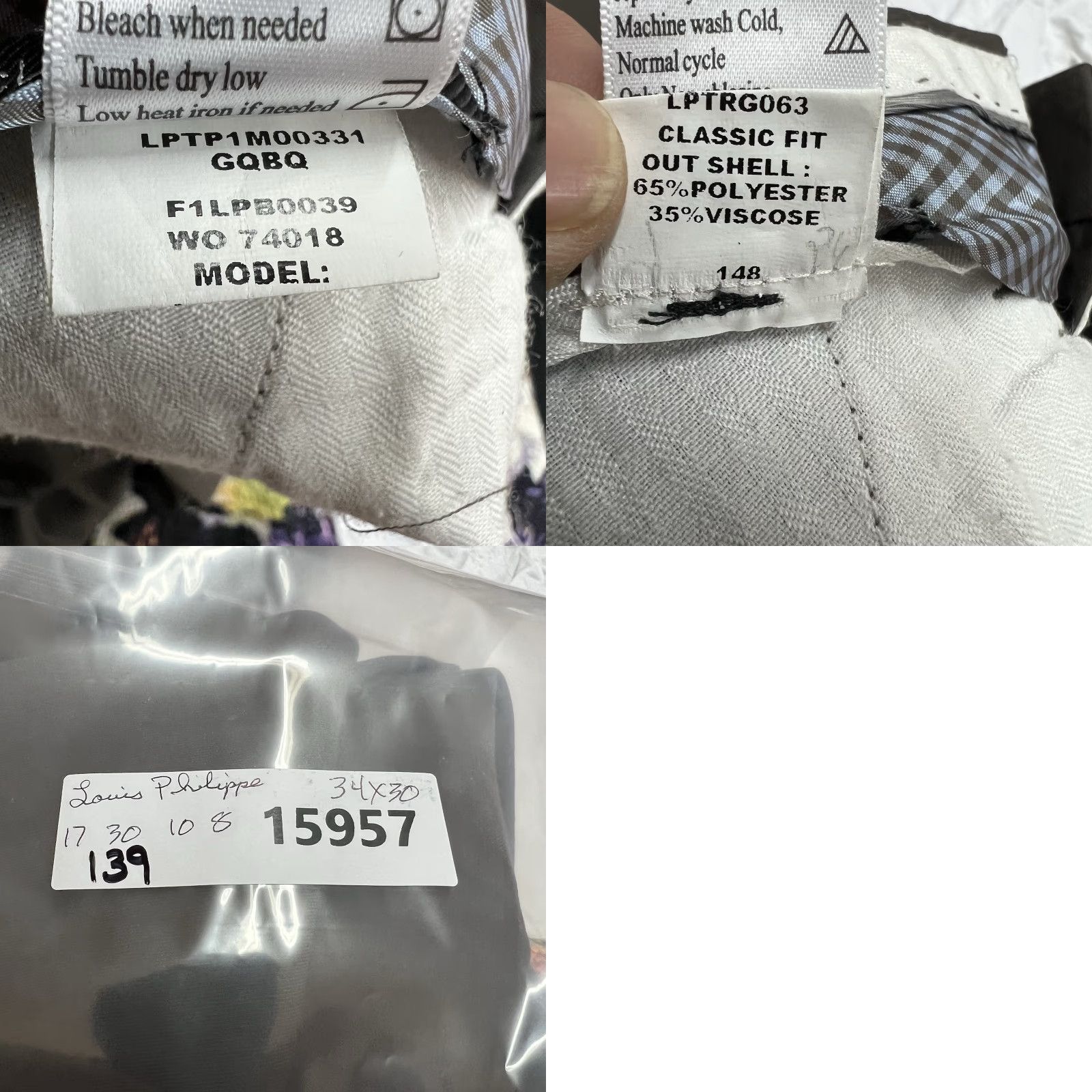 Vintage Louis Philippe Pants Men's Dress Pants Slim Ultra Fit 34 Gray Solid Zip Flat Front Inseam 30 Size US 34 / EU 50 - 9 Thumbnail