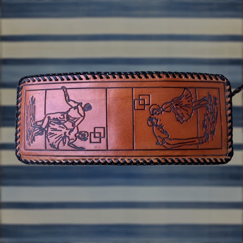 Vintage VINTAGE Hand Tooled Leather Wallet Square Dancing Bifold Handmade Western 70s Mens Leather Size ONE SIZE - 1 Thumbnail