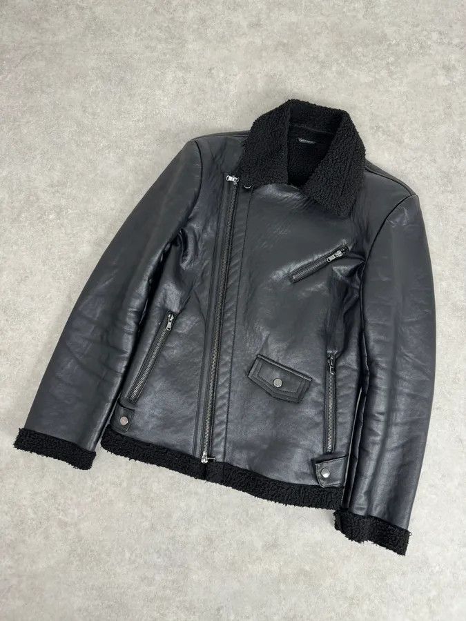Daniele Alessandrini 2000s Daniele Alessandrini Black Leather Shearling Jacket Size US S / EU 44-46 / 1 - 5 Thumbnail