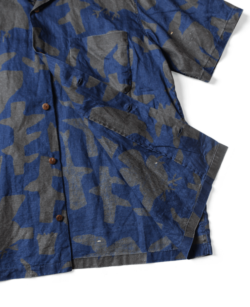 Kapital French Cloth Linen GUIDING LIGHT Crow Striped Aloha Shirt Size US M / EU 48-50 / 2 - 8 Thumbnail
