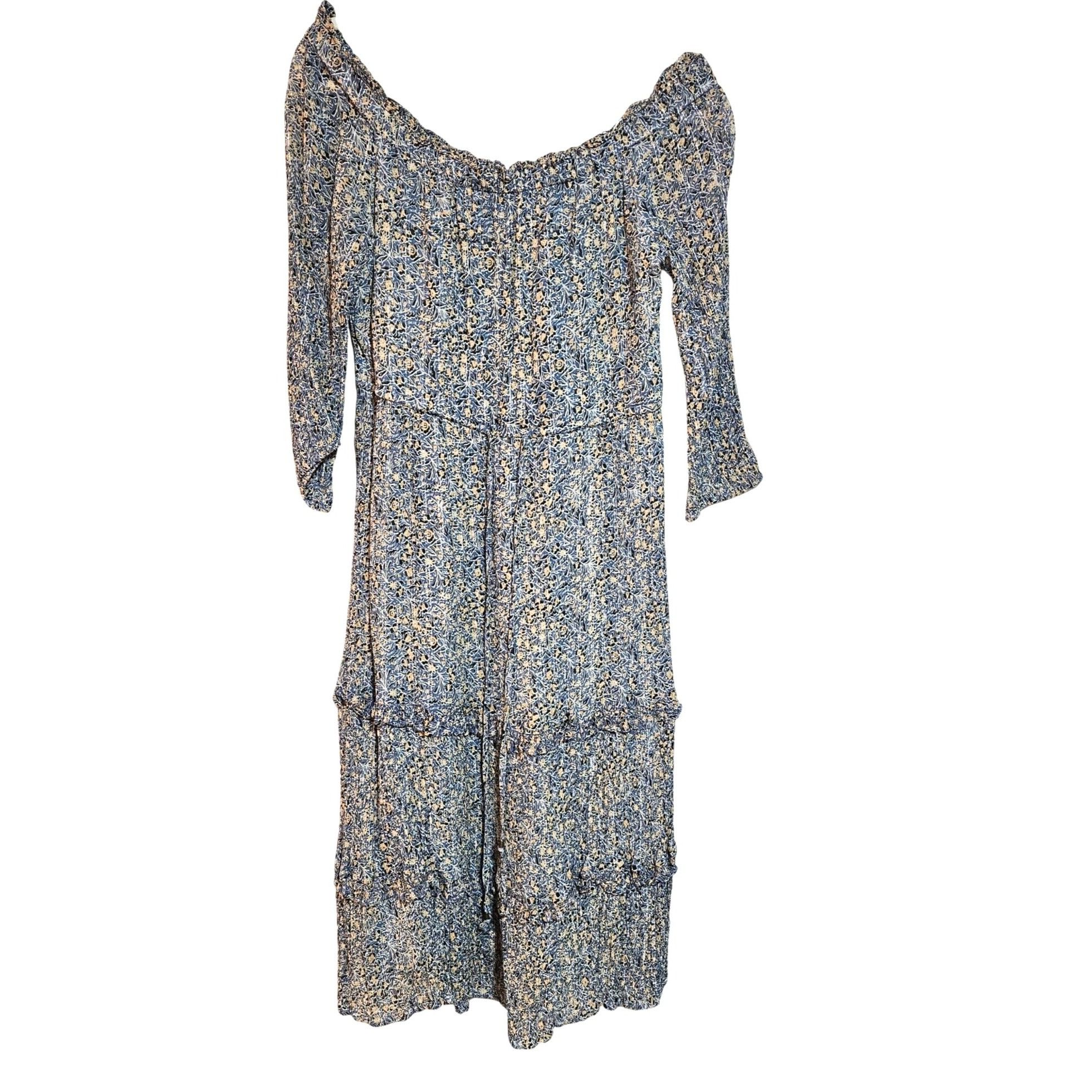 Anthropologie Anthropologie Women's Kira Off-Shoulder Blue Dress Cottage c Size M / US 6-8 / IT 42-44 - 3 Thumbnail