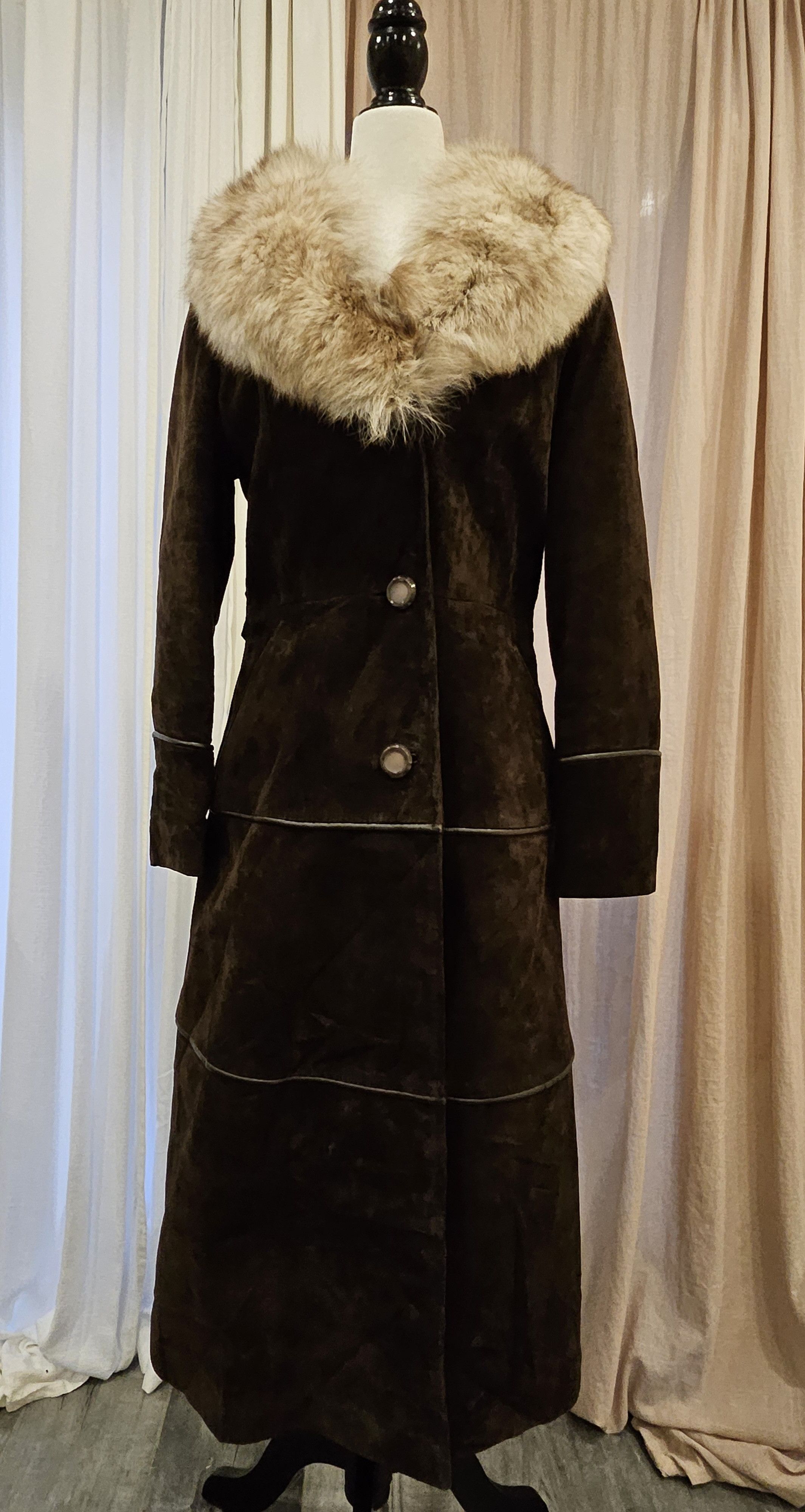 Vintage Vintage Suede Leather Fit-Flare Boho Princess Real Fur Coat Size M / US 6-8 / IT 42-44 - 11 Thumbnail