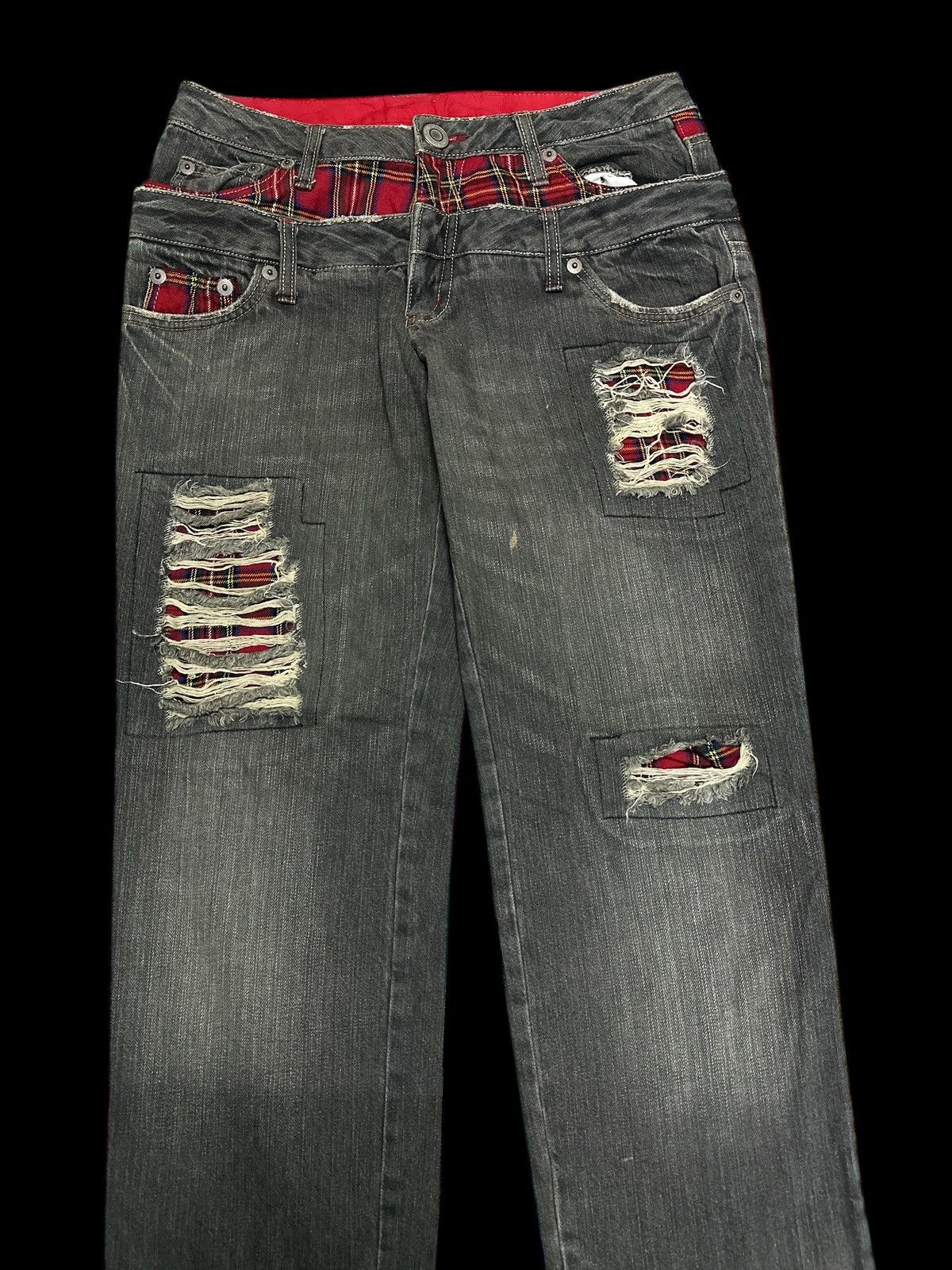 Japanese Brand Double Waist 💥 patchwork style Sashiko crazy Design💥 Size US 32 / EU 48 - 3 Thumbnail