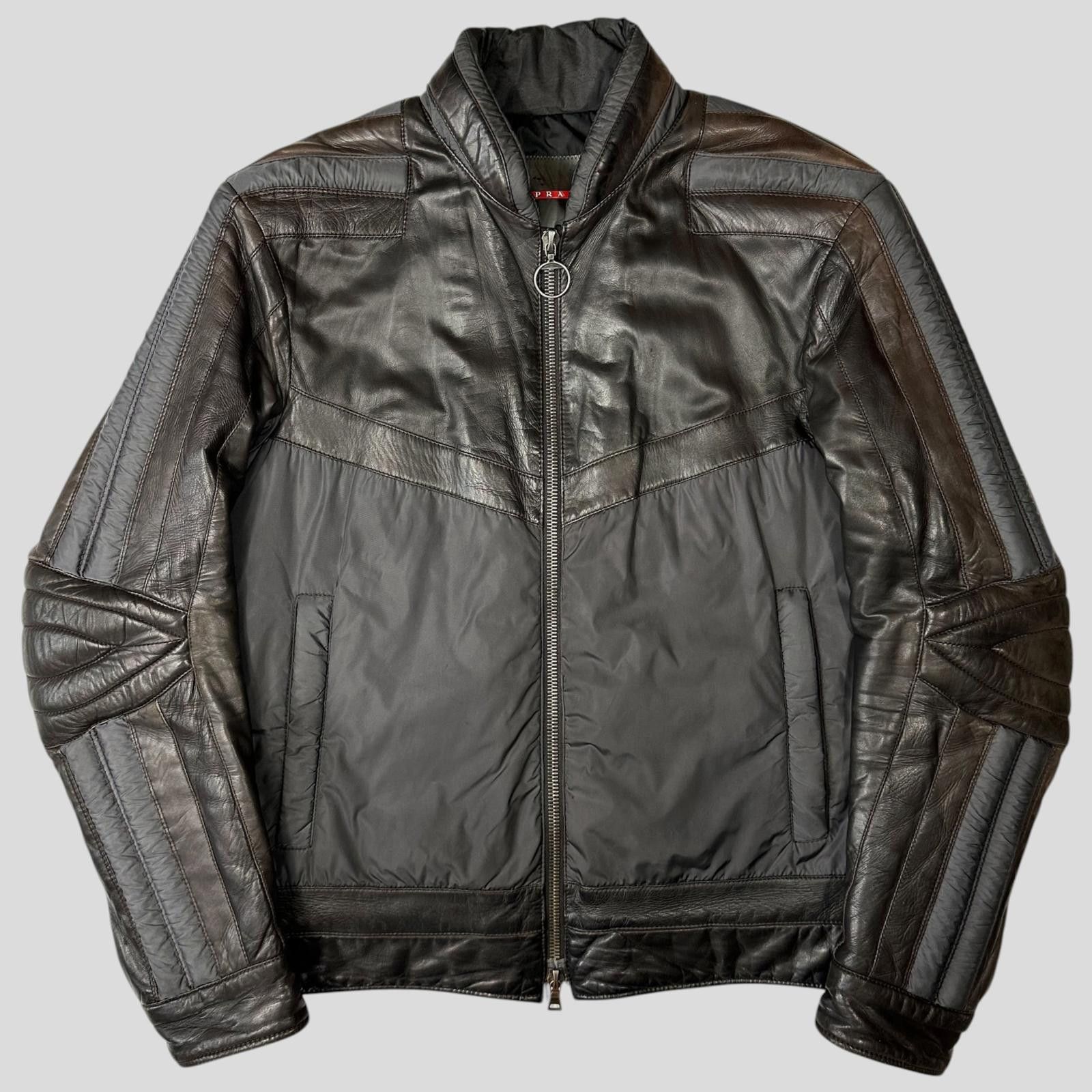 専用 PRADA Leather & Knit Jacket IT46 Prada Prada 2018SS leather knit hybrid jacket | Grailed