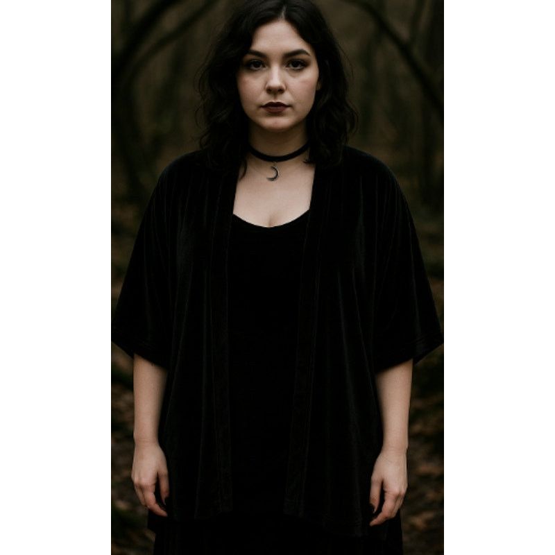 Other Lane Bryant Black Velvet Open Front Cardigan One Size Size ONE SIZE - 1 Thumbnail
