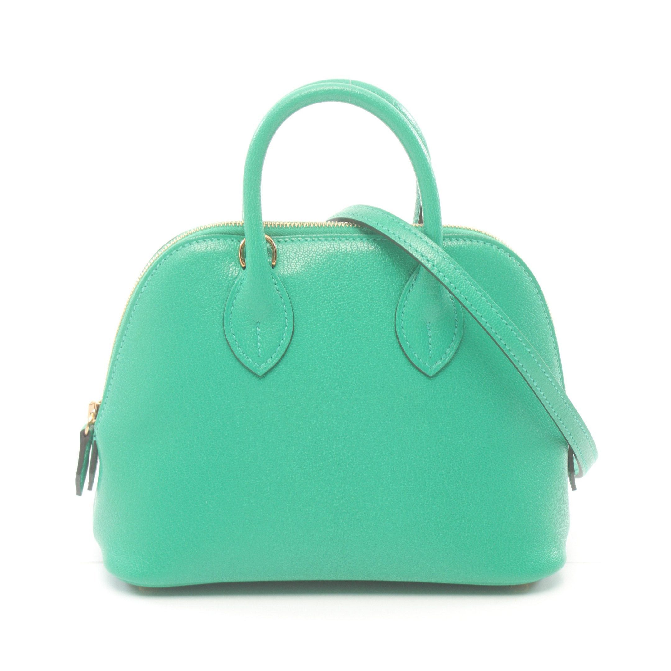 Hermes Hermes Bolide 1923 Mini Bamboo Handbag Chevre Green Gold Hardware Double Engraved Size ONE SIZE - 1 Thumbnail