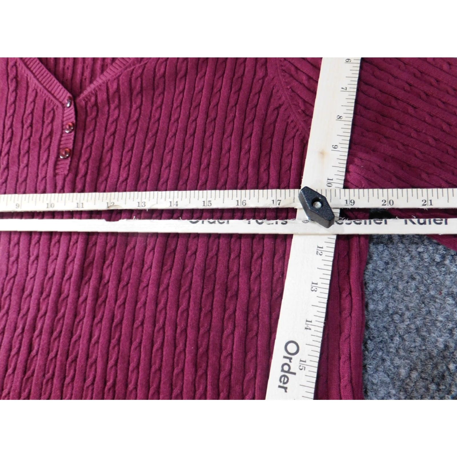 Croft & Barrow Croft & Barrow Women’s Sweater L Red Pullover Knit Cotton V-Neck Long Sleeve Classic Cozy Casual Knit Size L / US 10 / IT 46 - 5 Thumbnail