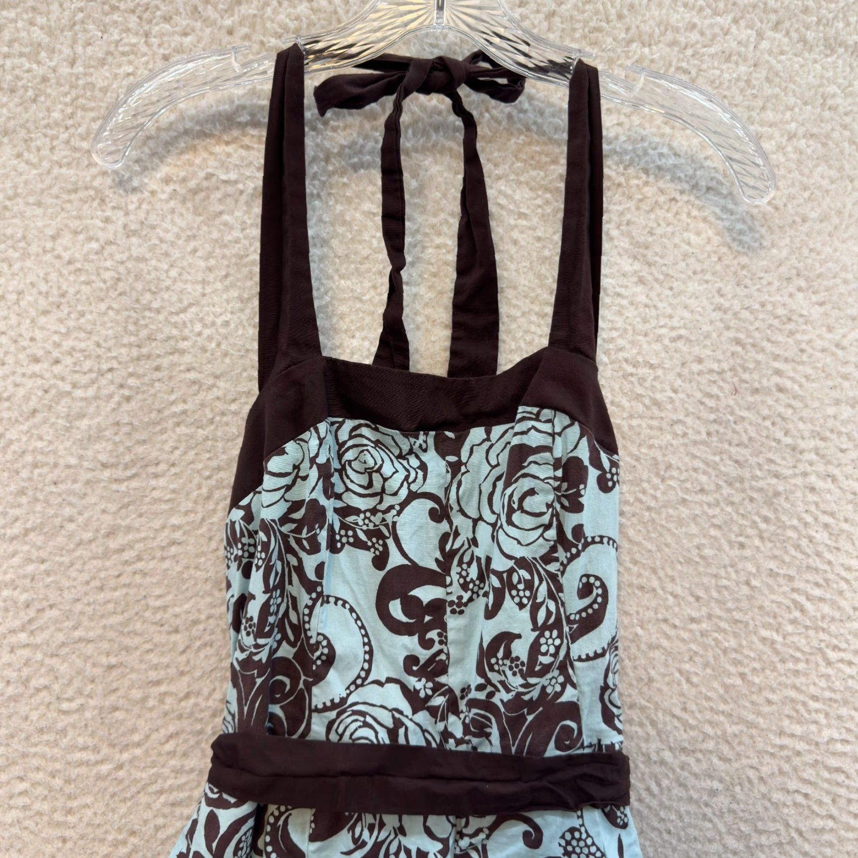 Vintage VINTAGE B. Darlin Halter Dress A-Line Tulle Boho Grunge Blue Brown L Women’s/Junior’s 11/12 Fibers N/A Size L / US 10 / IT 46 - 3 Thumbnail