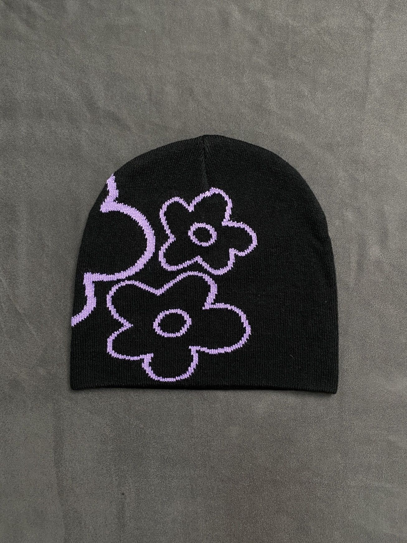 Japanese Brand Deadstock Flower Studio Graphic No Cuff Knit Black Beanie OS Size ONE SIZE - 4 Thumbnail