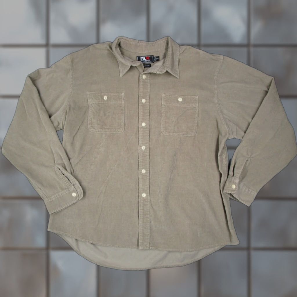Vintage VINTAGE RLX Polo Sport Shirt Men 2XL Long Sleeve Corduroy Beige Button-Up Casual Fall Winter Size US XXL / EU 58 / 5 - 1 Thumbnail