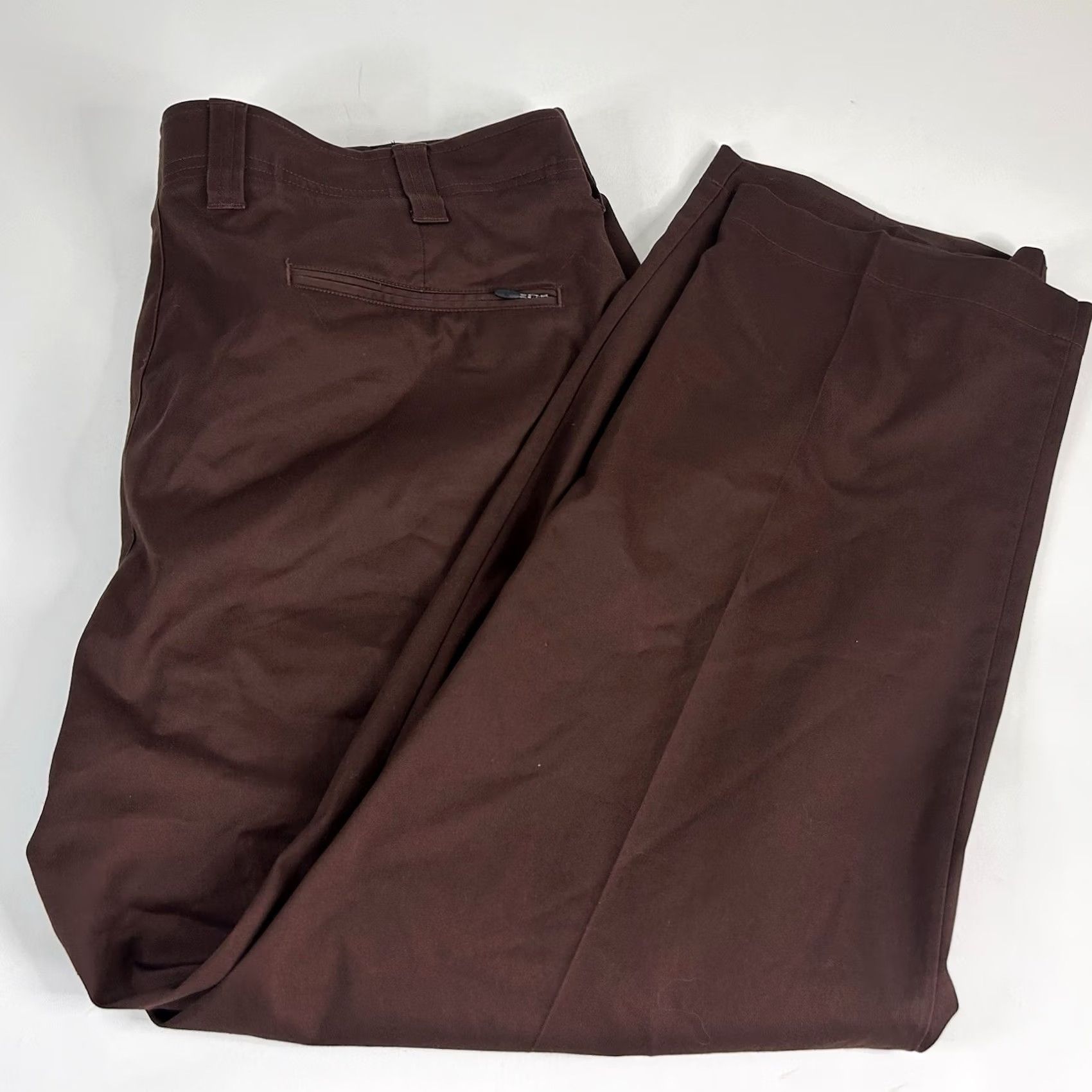 Vintage Oak Hill 48 x 26 Straight Fit Tech Pants Cotton Blend Brown Flat Front Casual Mens Pants Size US 32 / EU 48 - 2 Thumbnail