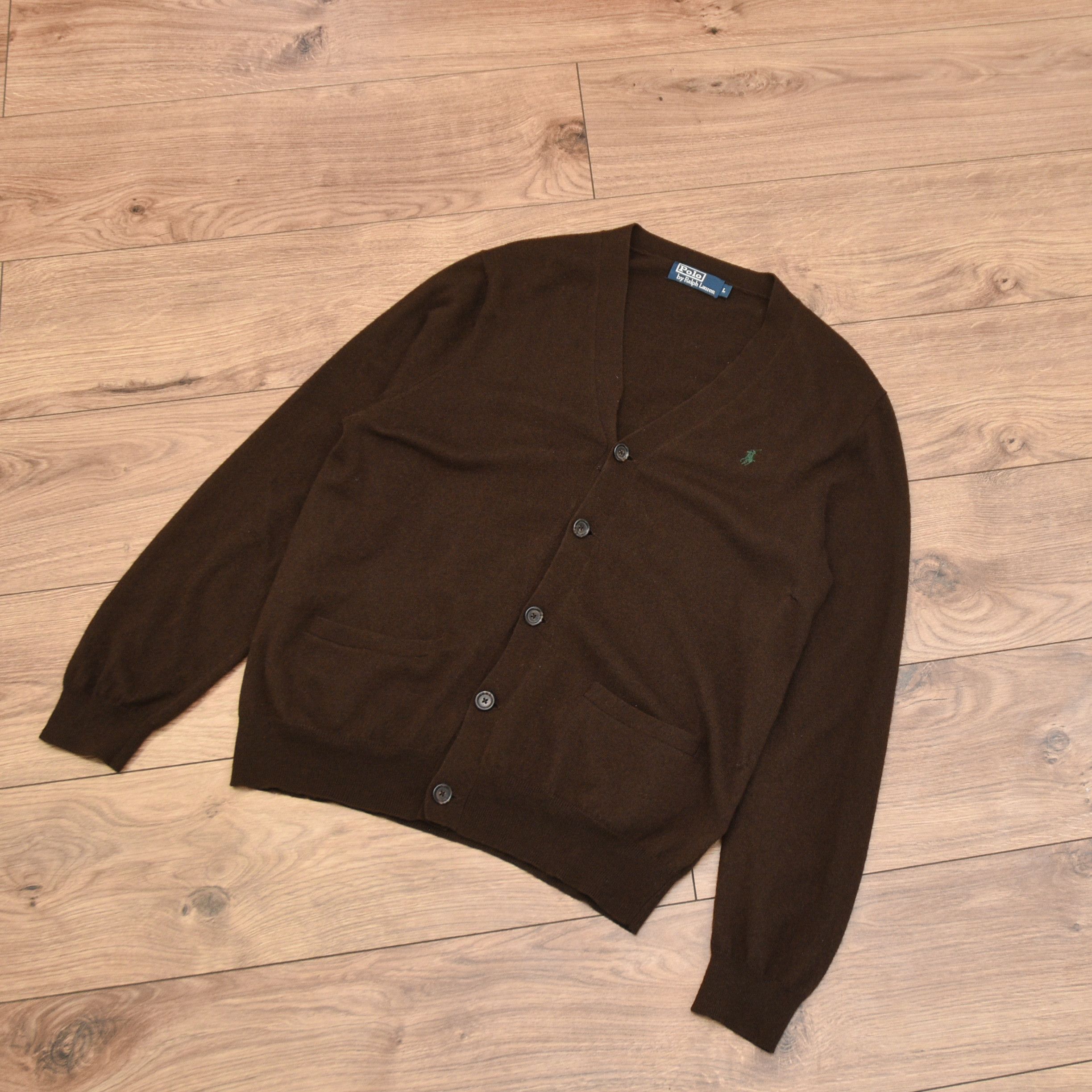 Polo Ralph Lauren Vintage POLO Ralph Lauren Merino Wool Brown Cardigan Old Size US L / EU 52-54 / 3 - 6 Thumbnail