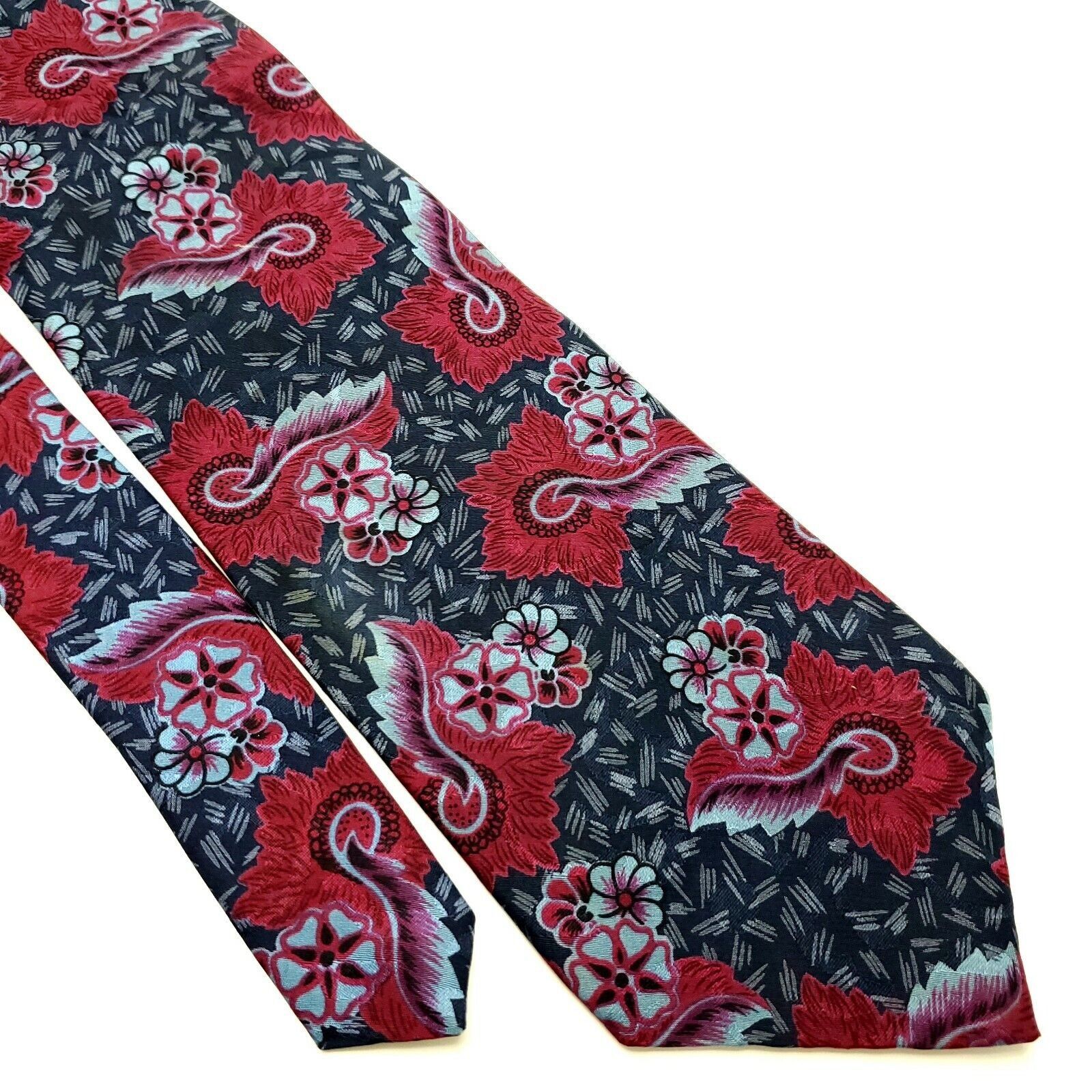 Christian Dior Monsieur Christian Dior Silk Tie Print Red Abstract Short Size ONE SIZE - 1 Thumbnail