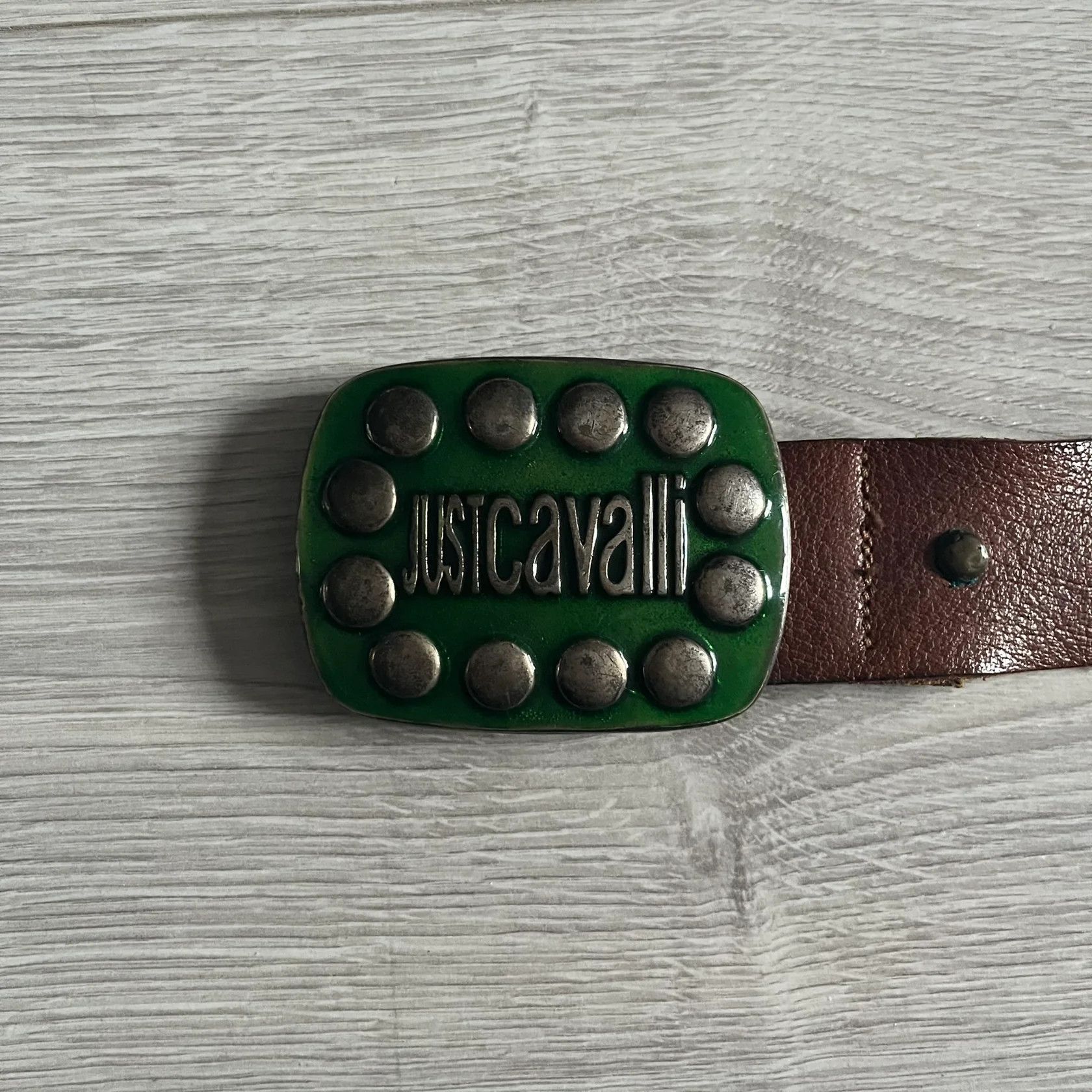 Just Cavalli Just Cavalli Green Metal Buckle Studded Belt Size ONE SIZE - 4 Thumbnail