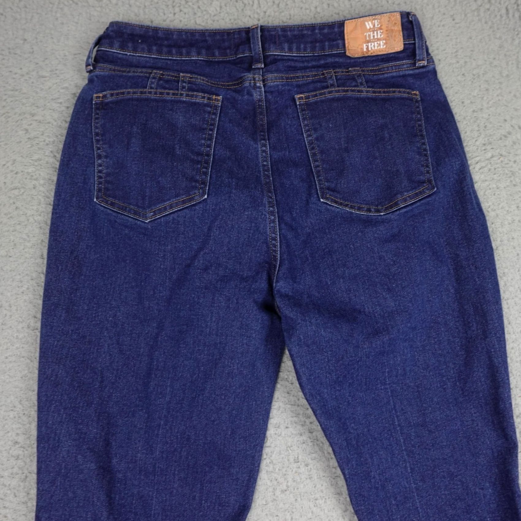 Vintage We The Free Jeans Womens 31 Blue High Rise Flare Leg Stretch Denim Curvy Dark Jeans Size 24" / US 00 / IT 34 - 6 Thumbnail