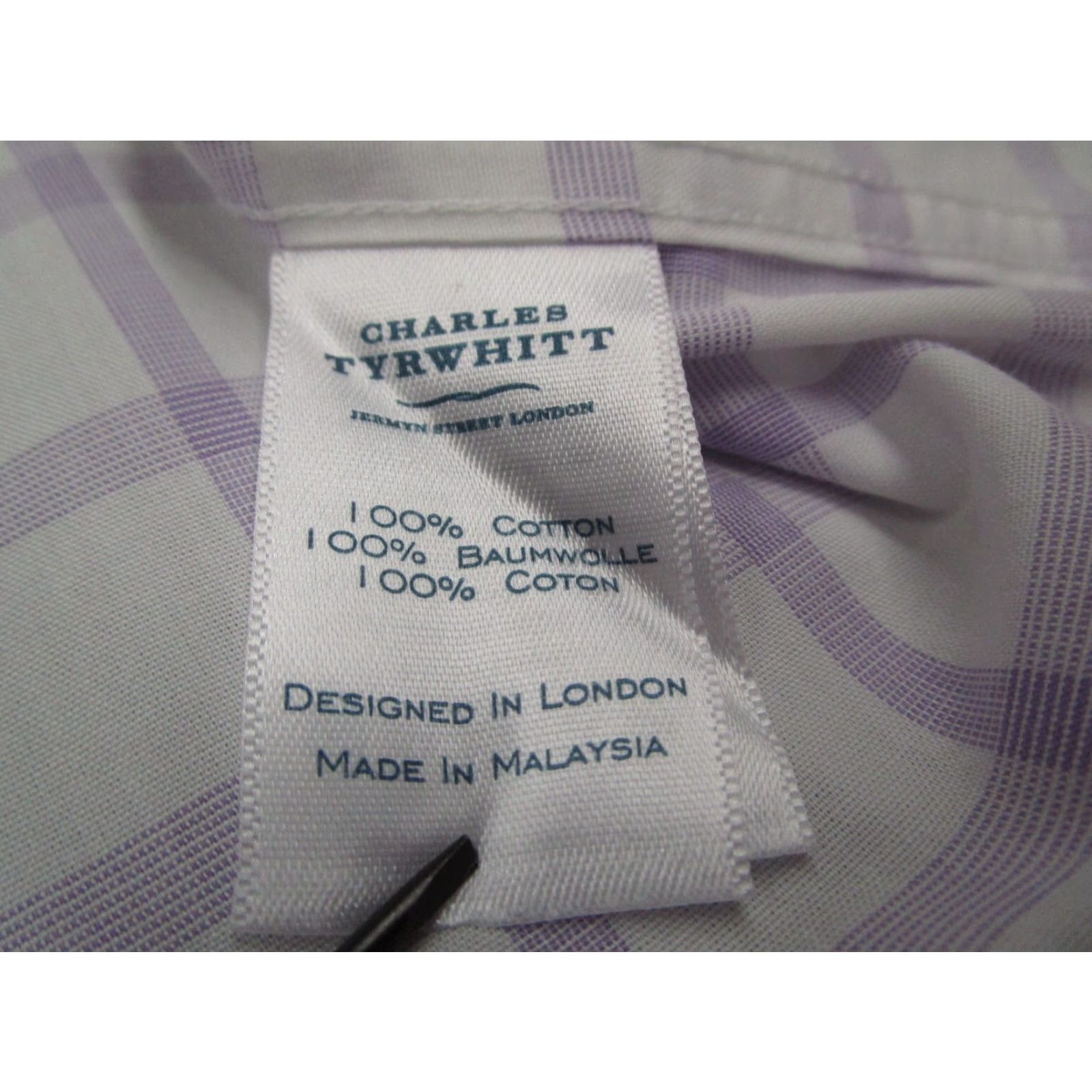 Charles Tyrwhitt Charles Tyrwhitt Dress Shirt Mens 16 35 Purple Slim Fit Non-Iron Button Up Size 34R - 3 Thumbnail