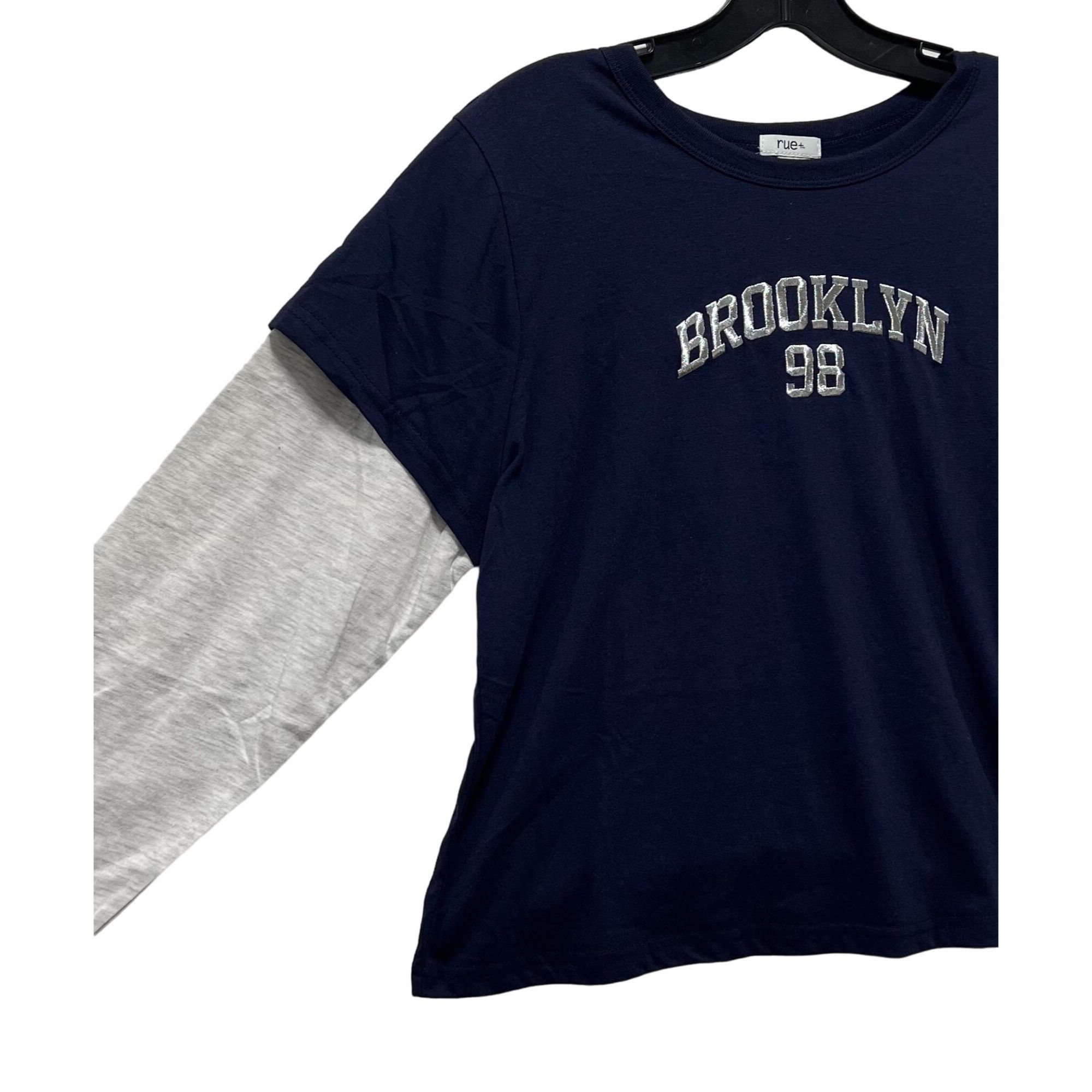 Other Rue + - Women's Long Sleeve T-Shirt - Graphic Tee - Blue/Gra Size XXL / US 16-18 / IT 52-54 - 10 Thumbnail