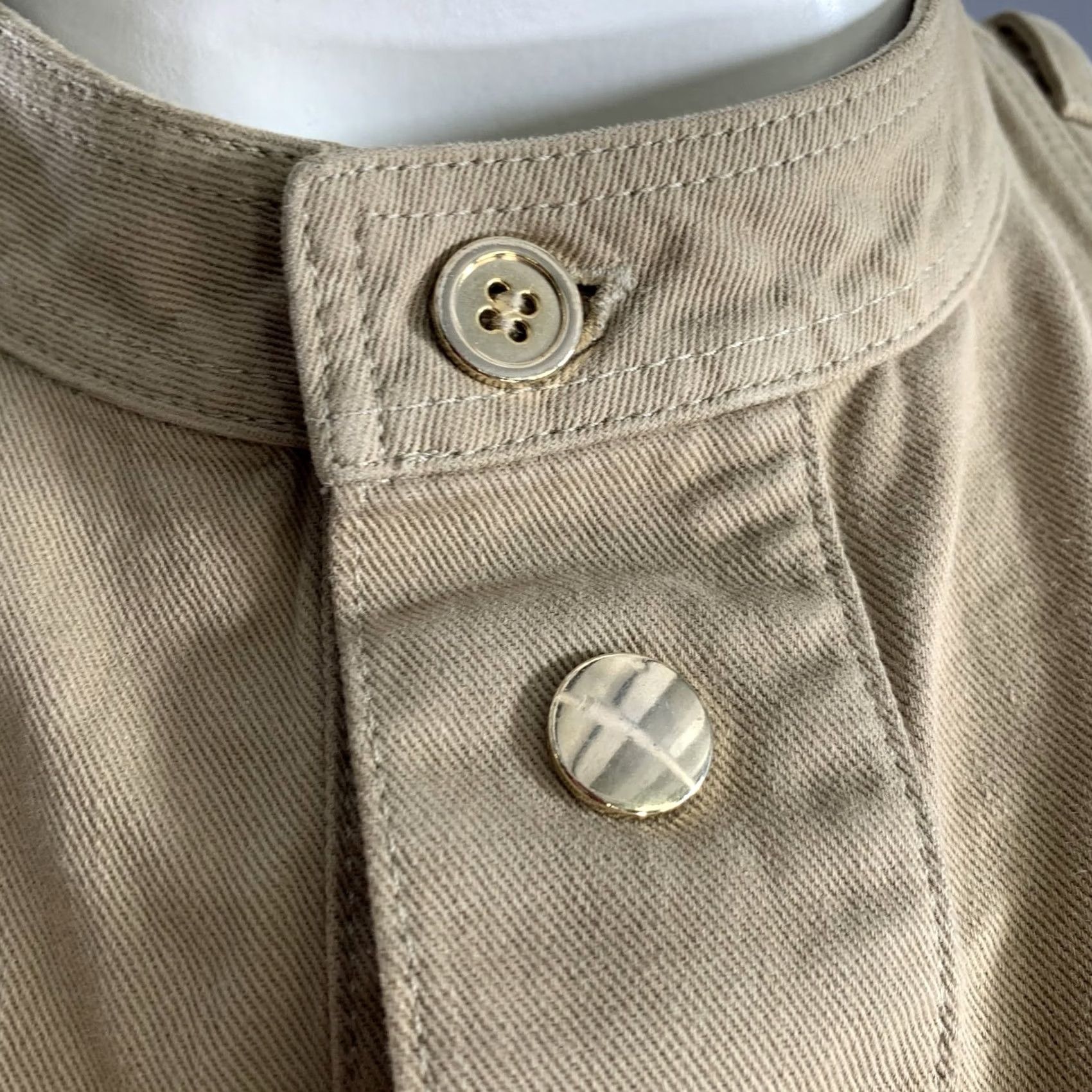 Balmain BALMAIN XL Khaki Arm Patch Cotton Band Collar Jacket Men Embroidery Italy Blazer Size 46R - 5 Thumbnail