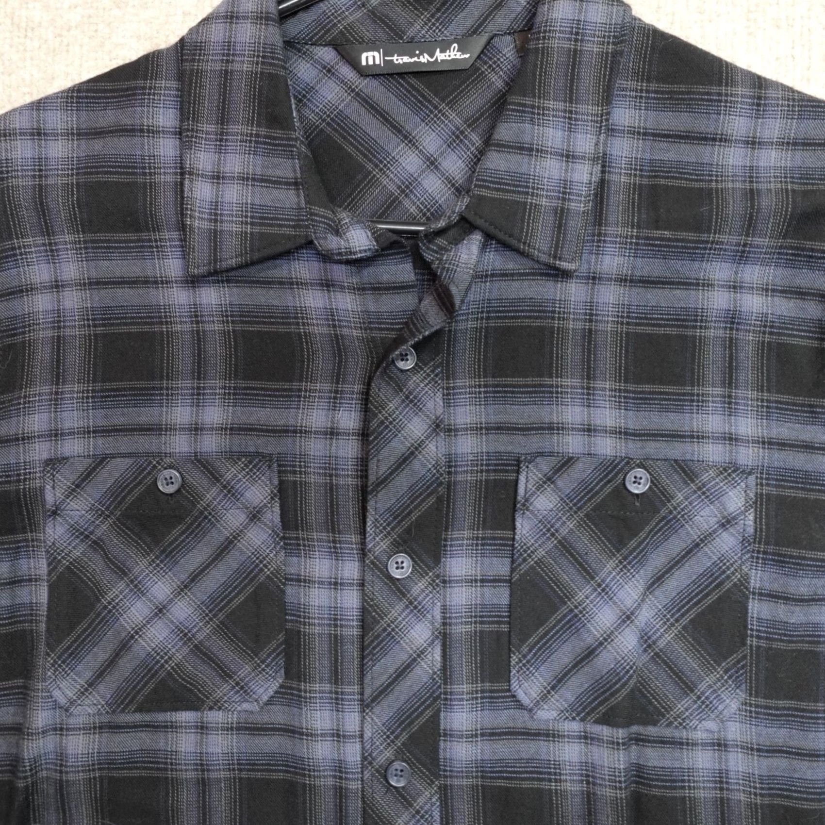 TravisMathew VINTAGE Travis Mathew Shirt Medium Black Blue Plaid Flannel Mens Button-Up Long Sleeve Cotton Checkered Plaid Shirt Size US M / EU 48-50 / 2 - 2 Thumbnail