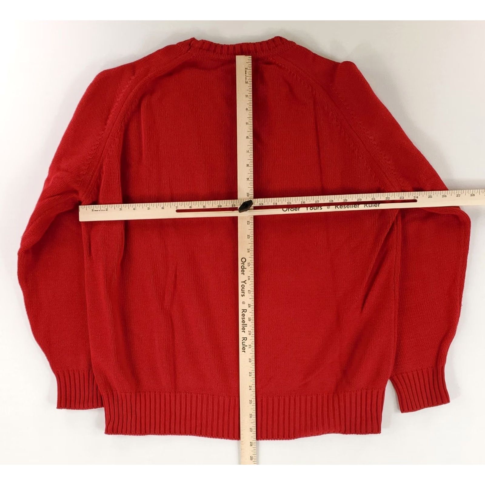 Lands' End Lands' End Sweater Crew Neck Cotton Red Made USA Fishermans Mens L Size US L / EU 52-54 / 3 - 7 Thumbnail
