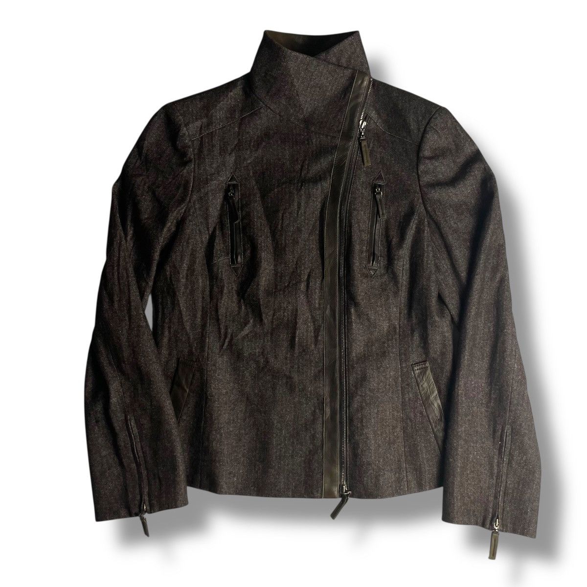 Krizia Uomo 🇯🇵 KRIZIA SHEEPSKIN COLLAR WOOL BLEND JACKET Size US XS / EU 42 / 0 - 3 Thumbnail