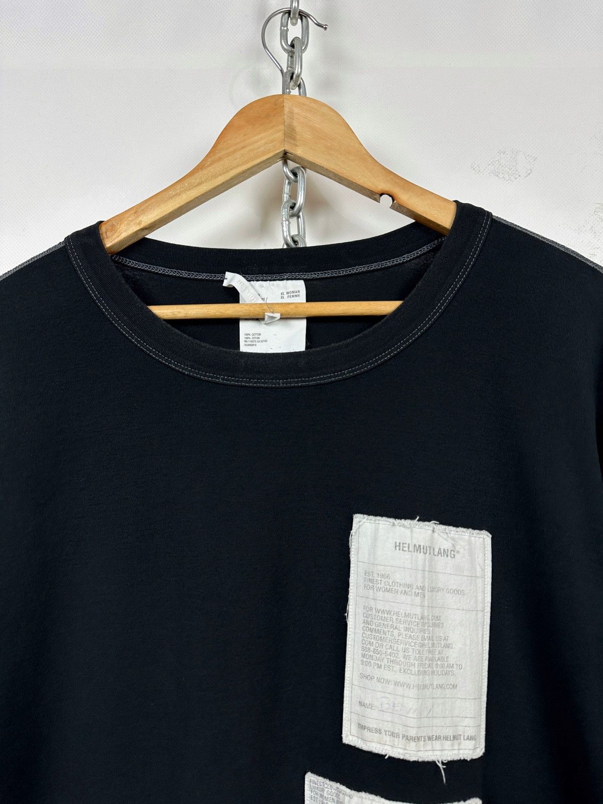 Helmut Lang Helmut Lang Logo Patch Black T-Shirt Size US L / EU 52-54 / 3 - 7 Thumbnail